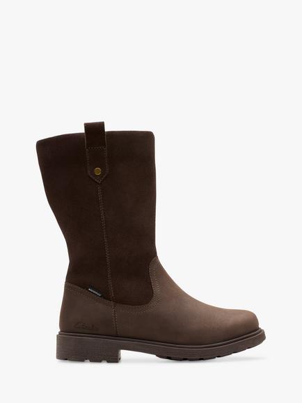 Clarks Kids' Astrol Zip Mid Calf Boot, Dark Brown, Dark Brown