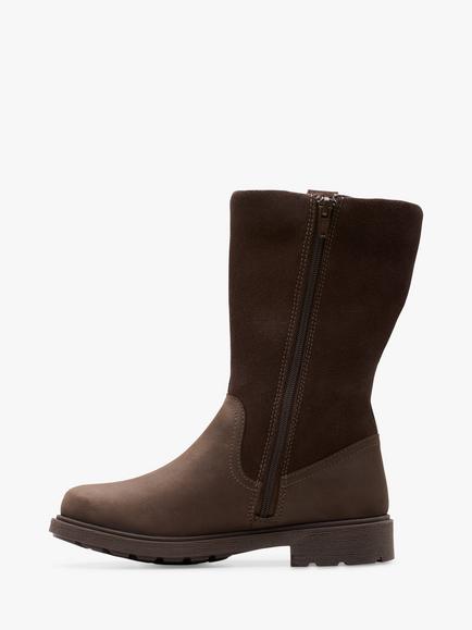 Clarks Kids' Astrol Zip Mid Calf Boot, Dark Brown - view 2, Dark Brown
