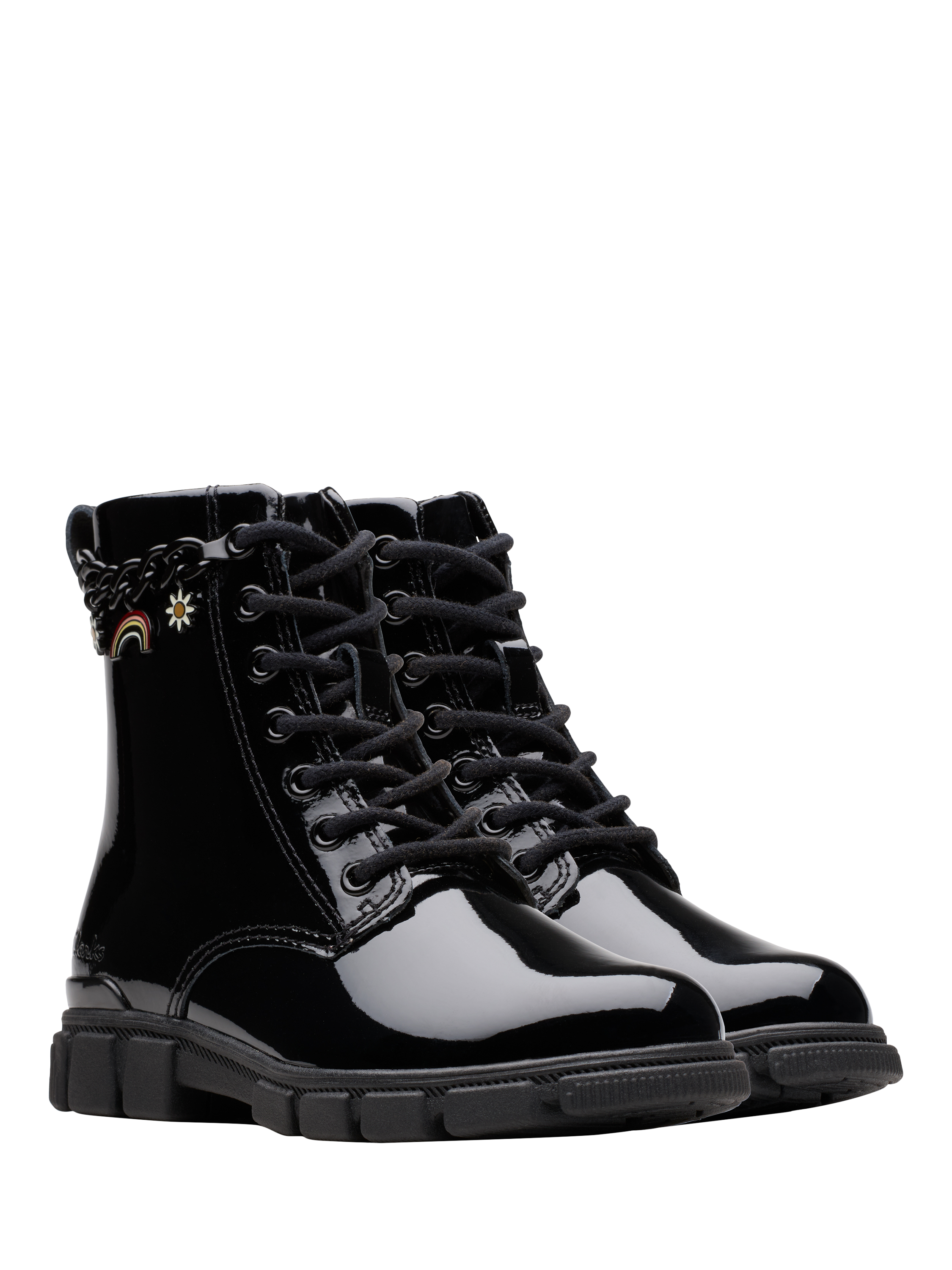 Product image 4 of 7, which shows Clarks Kids' Evyn Charm Leather Ankle Boots, Black, 7 G Jnr