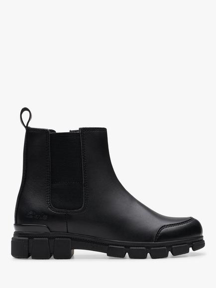 Clarks Kids' Evyn Leather Chelsea Boots, Black, Black