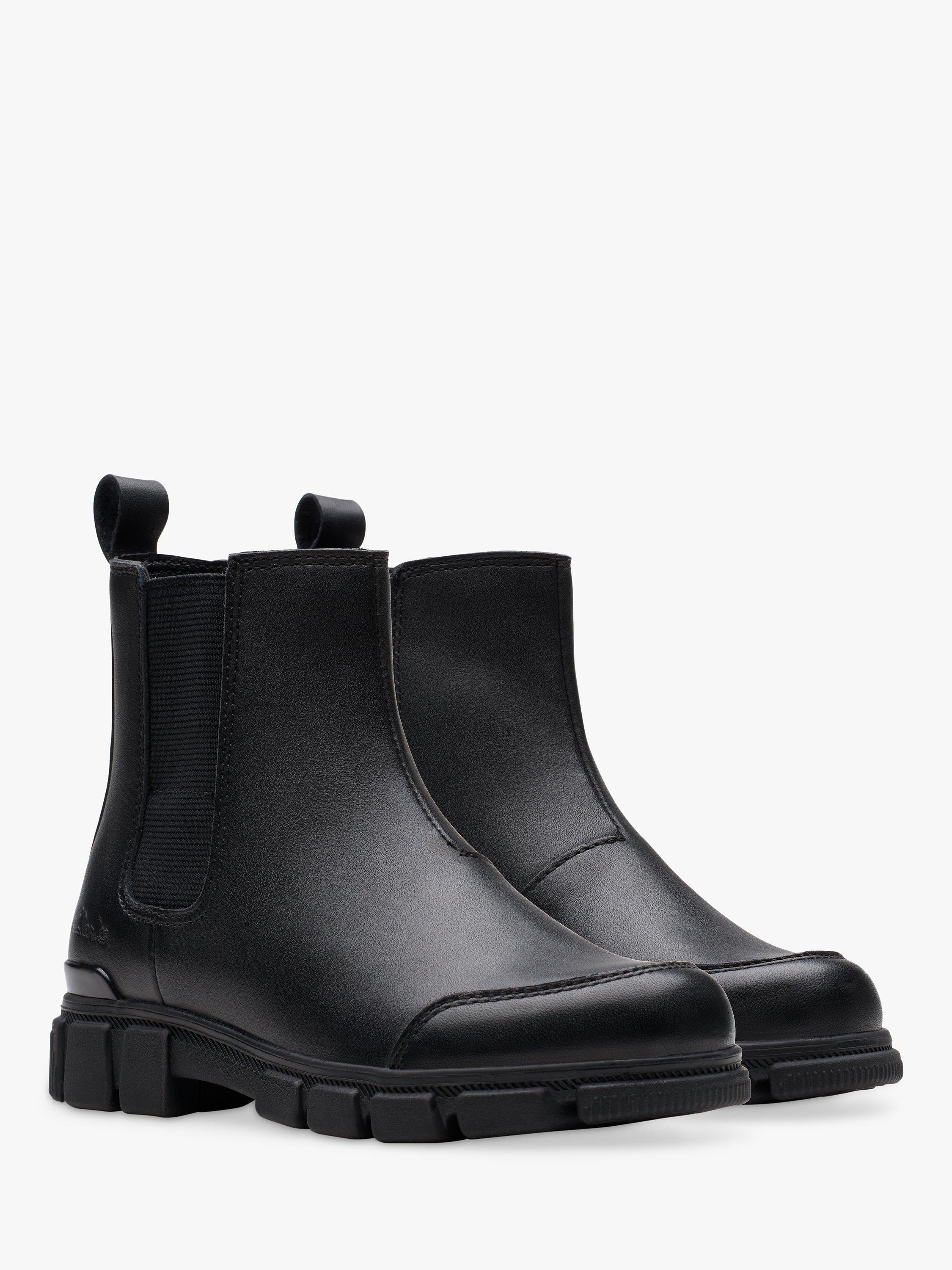 Clarks Kids Evyn Leather Chelsea Boots Black