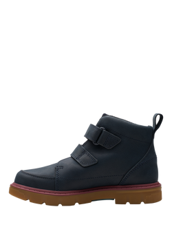 Clarks Kids' Lorcam Leather Ankle Boots, Navy - view 2, Navy