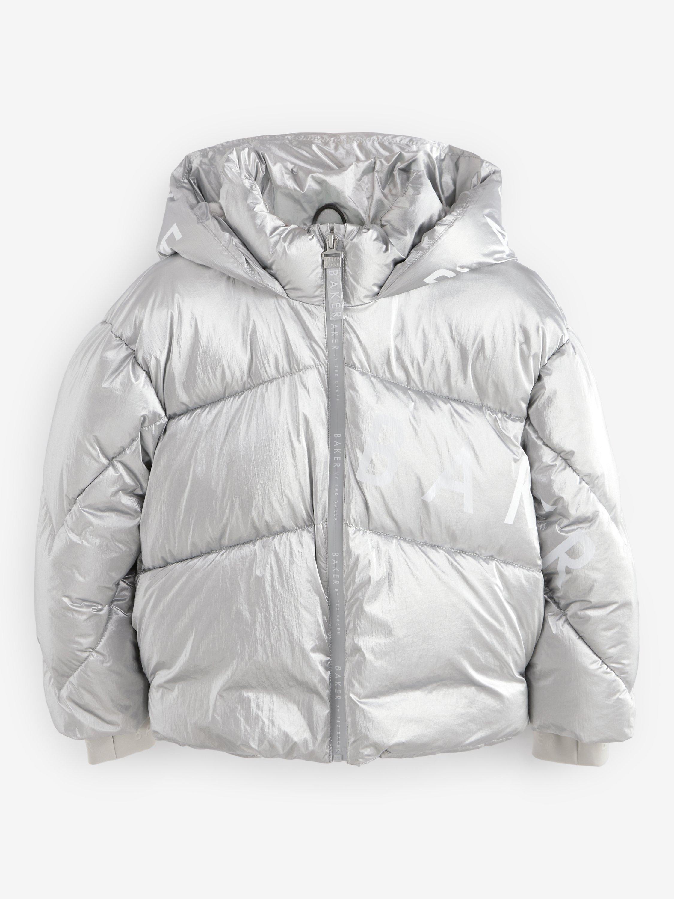 Ted Baker Kids Branded Padded Jacket Silver