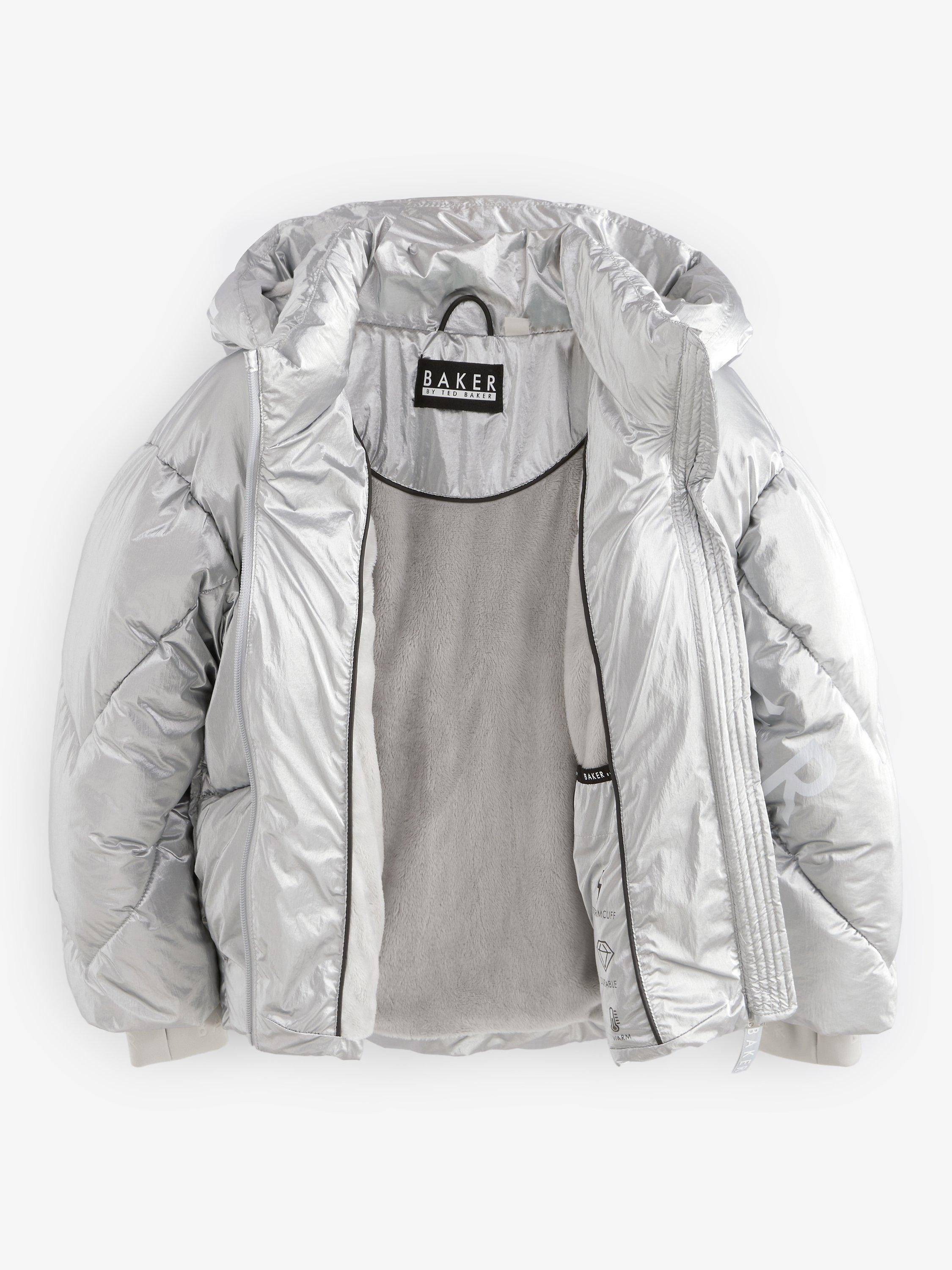 Product image 2 of 8, which shows Ted Baker Kids' Branded Padded Jacket, Silver, 6 years