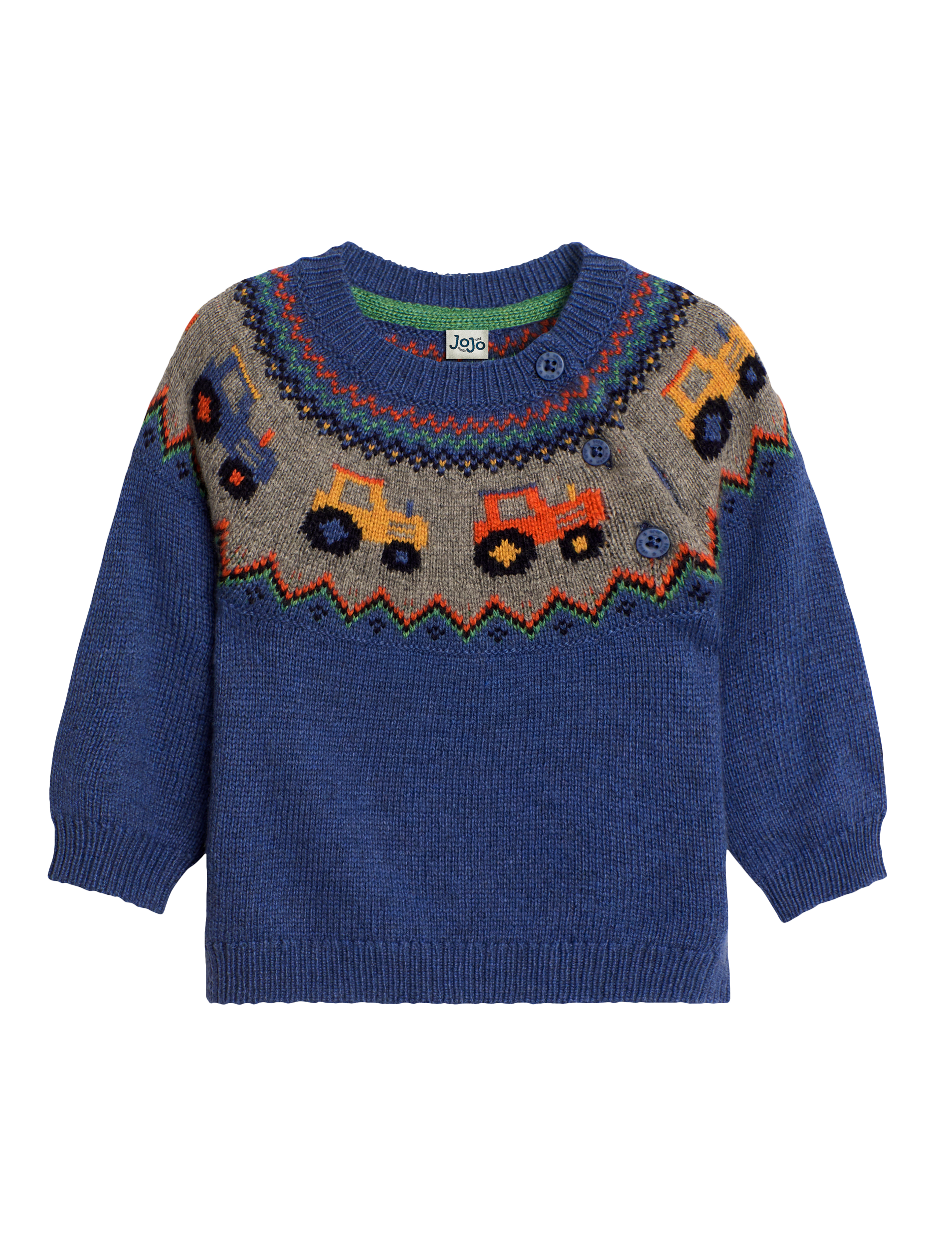 JoJo Maman Bébé Baby Tractor Jumper, Blue/Multi