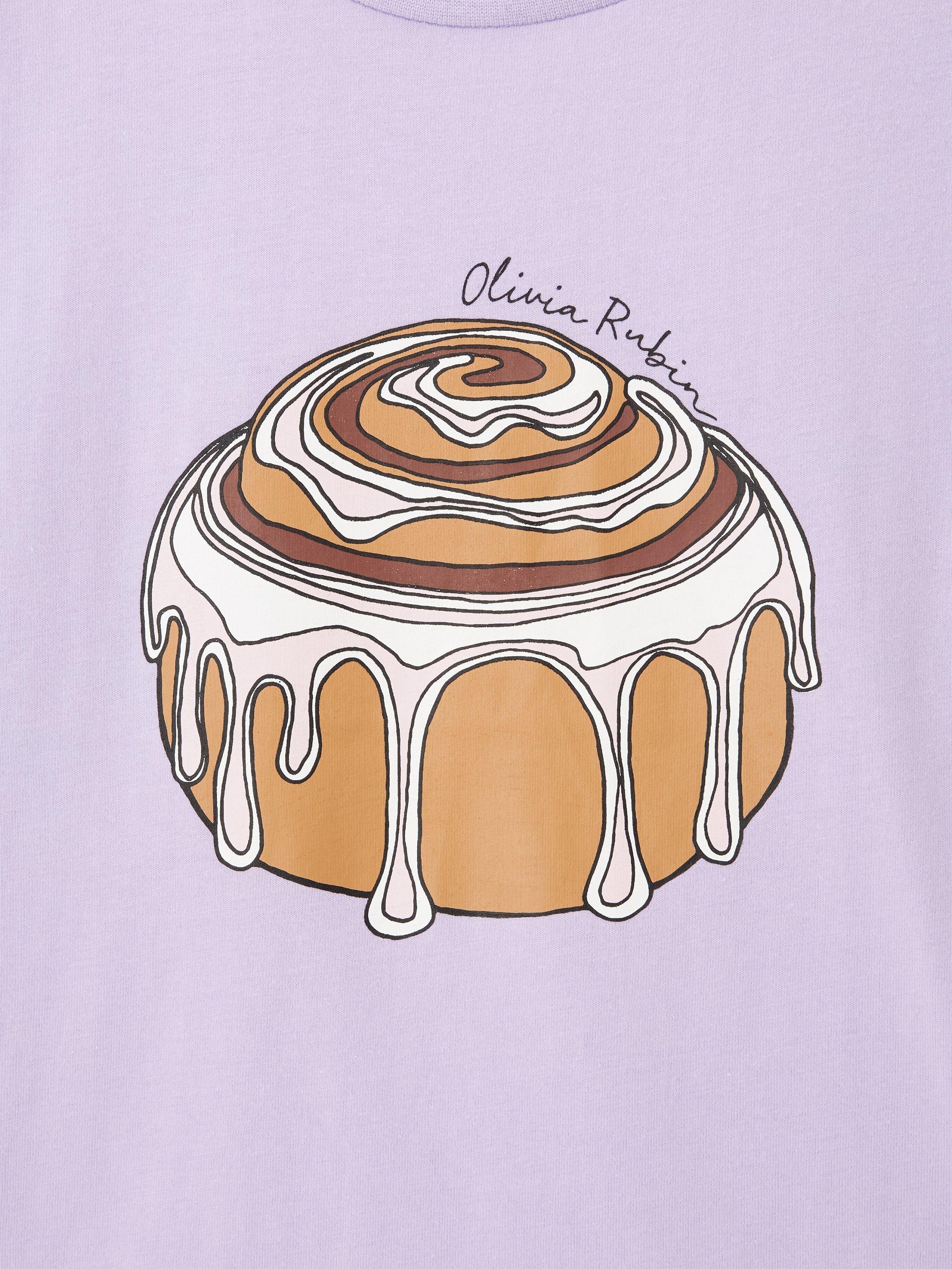 Product image 3 of 3, which shows Olivia Rubin Kids' Cotton Cinnamon Bun T-Shirt, Pink, 4-5 years