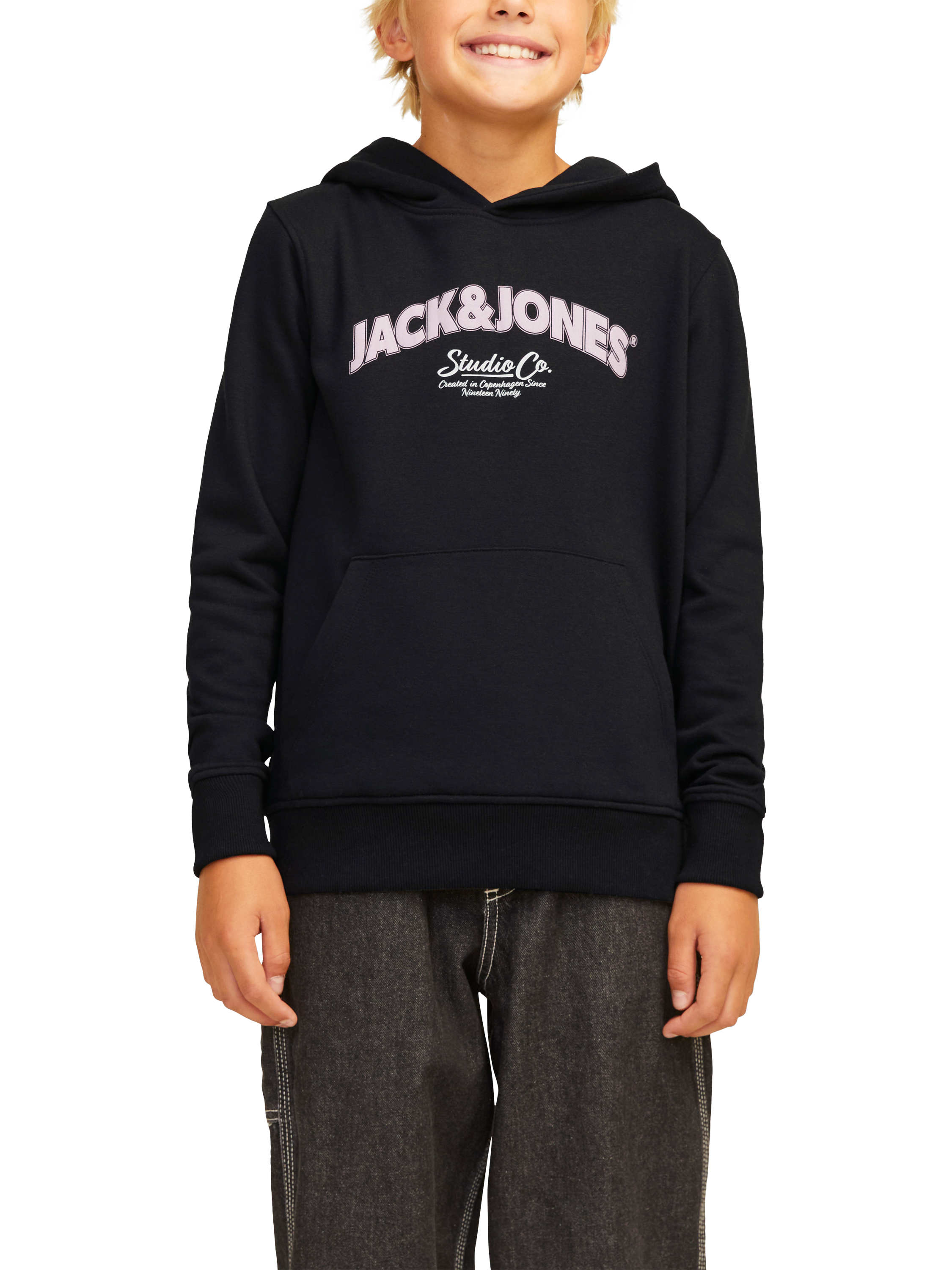 Product image 1 of 6, which shows Jack & Jones Kids' Bronx Hoodie, Black, 8 years