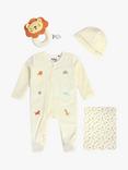 Mini Cuddles Baby Cotton  Animal Starter Set & Rattle, Pack of 4, Cream