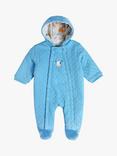 Mini Cuddles Baby Diamond Quilted Pramsuit, Blue