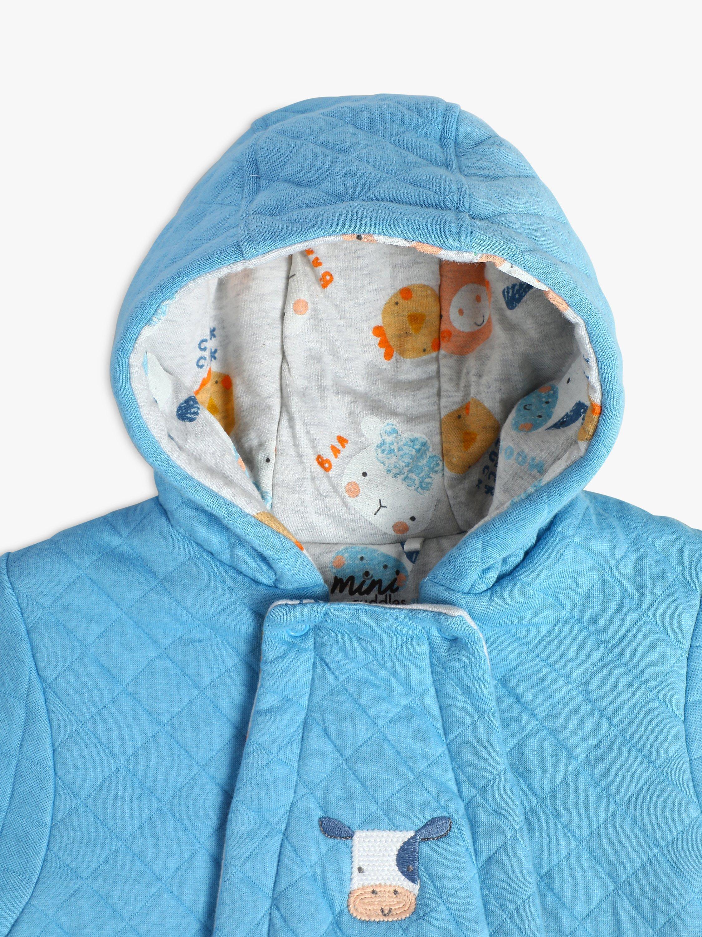Mini Cuddles Baby Diamond Quilted Pramsuit Blue