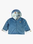 Mini Cuddles Baby Hooded Cotton Corduroy Zip Up Jacket, Blue