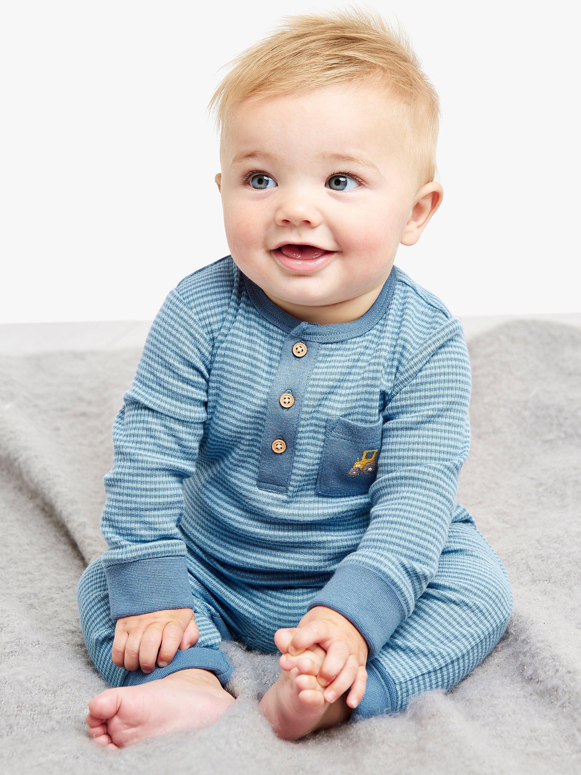 Mini Cuddles Baby Cotton Striped Bodysuit, Blue
