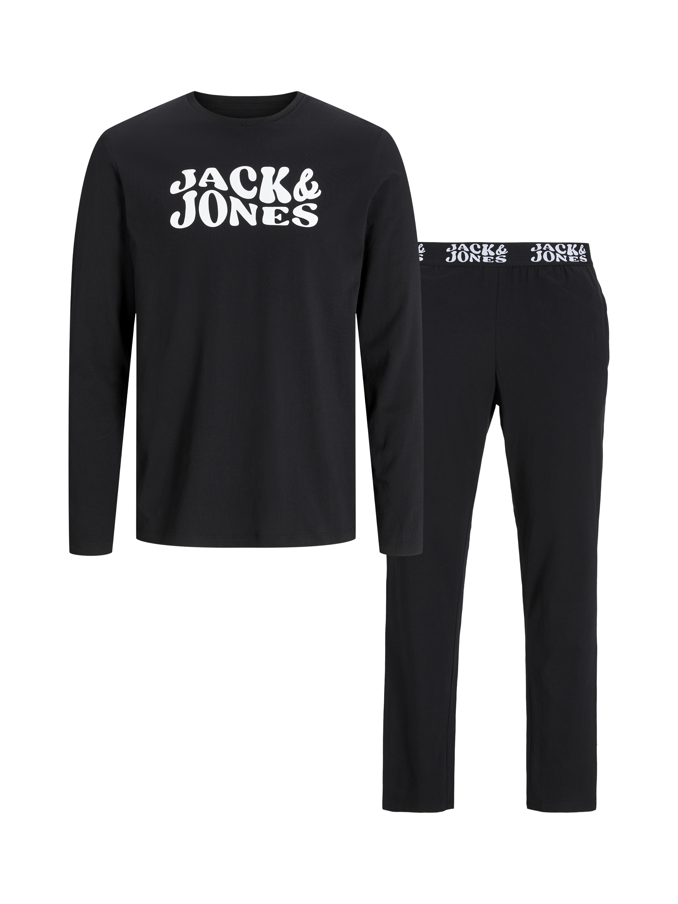 Product image 1 of 3, which shows Jack & Jones Kids' Jacelton Cotton Pyjama Set, Black, 8 years