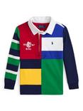 Ralph Lauren Kids' Long Sleeve Rugby Shirt, Red/Multi