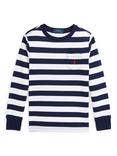 Ralph Lauren Kids' Stripe Long Sleeve T-Shirt, White/Navy