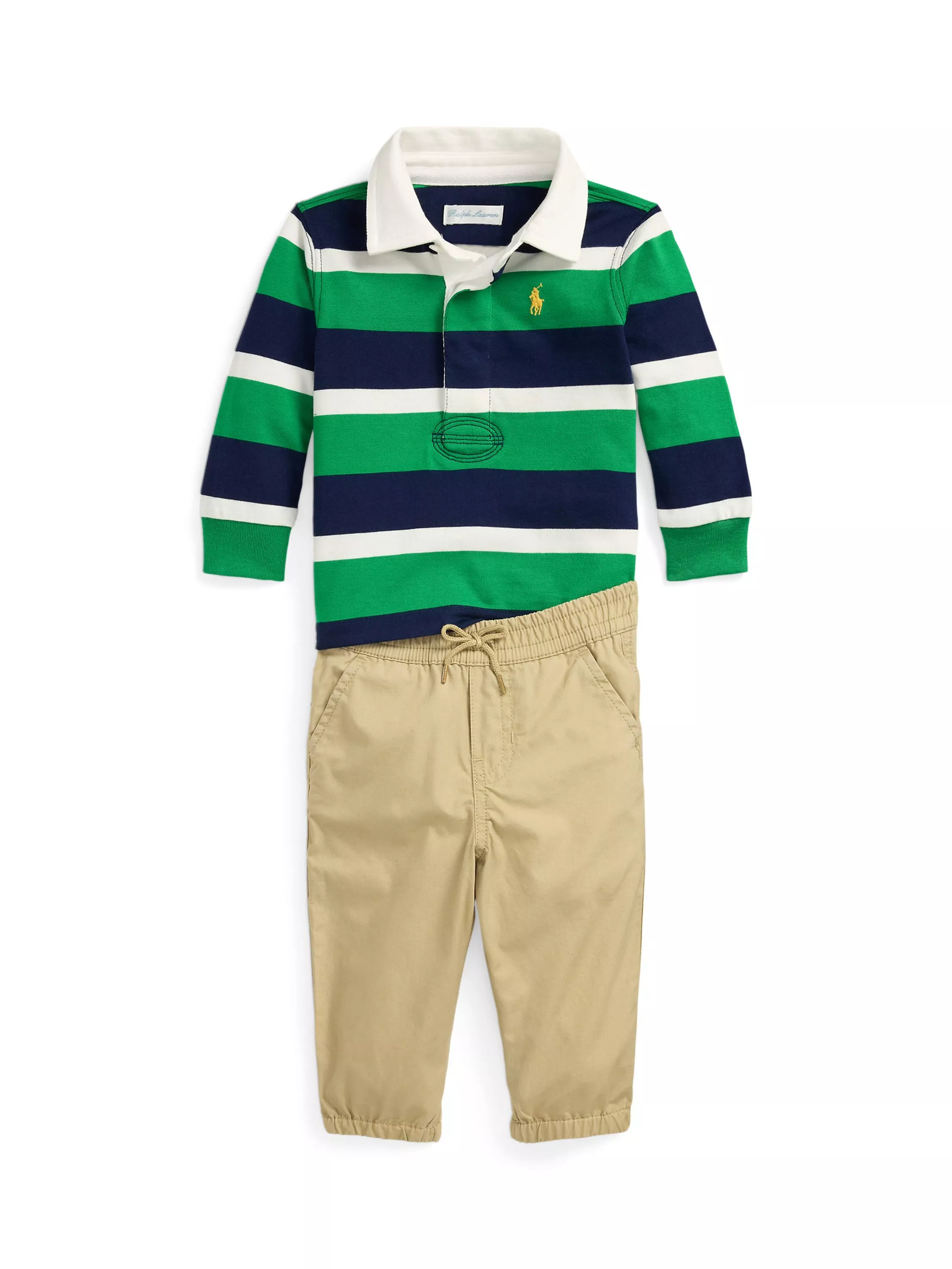 Ralph Lauren Baby Rugby Shirt Joggers Set Stafford Green