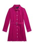 Ralph Lauren Kids' Corduroy Pleated Shirt Dress, Preppy Pink