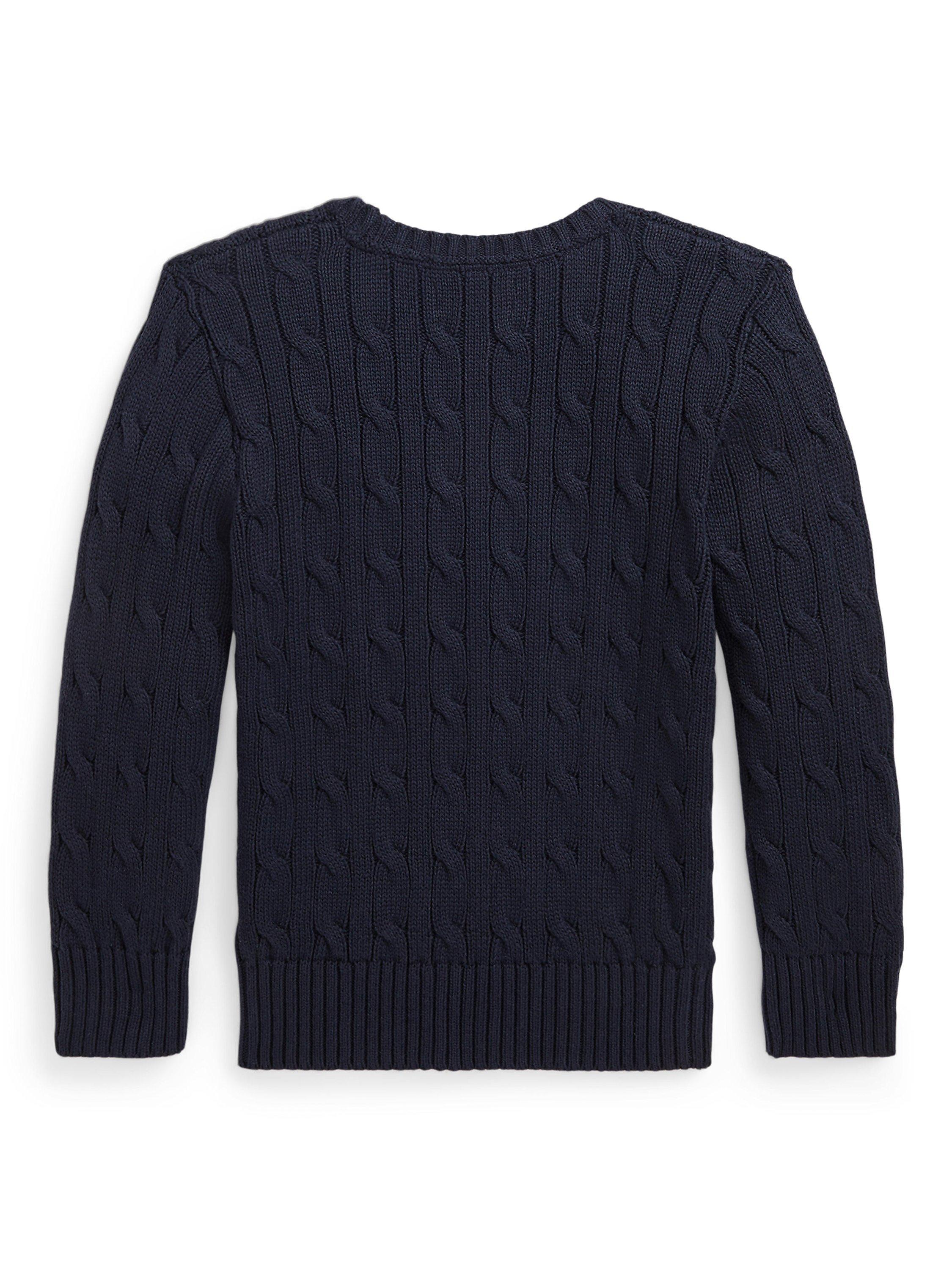 Product image 2 of 2, which shows Ralph Lauren Kids' Cotton Cable Knit Jumper, Navy, 5 years