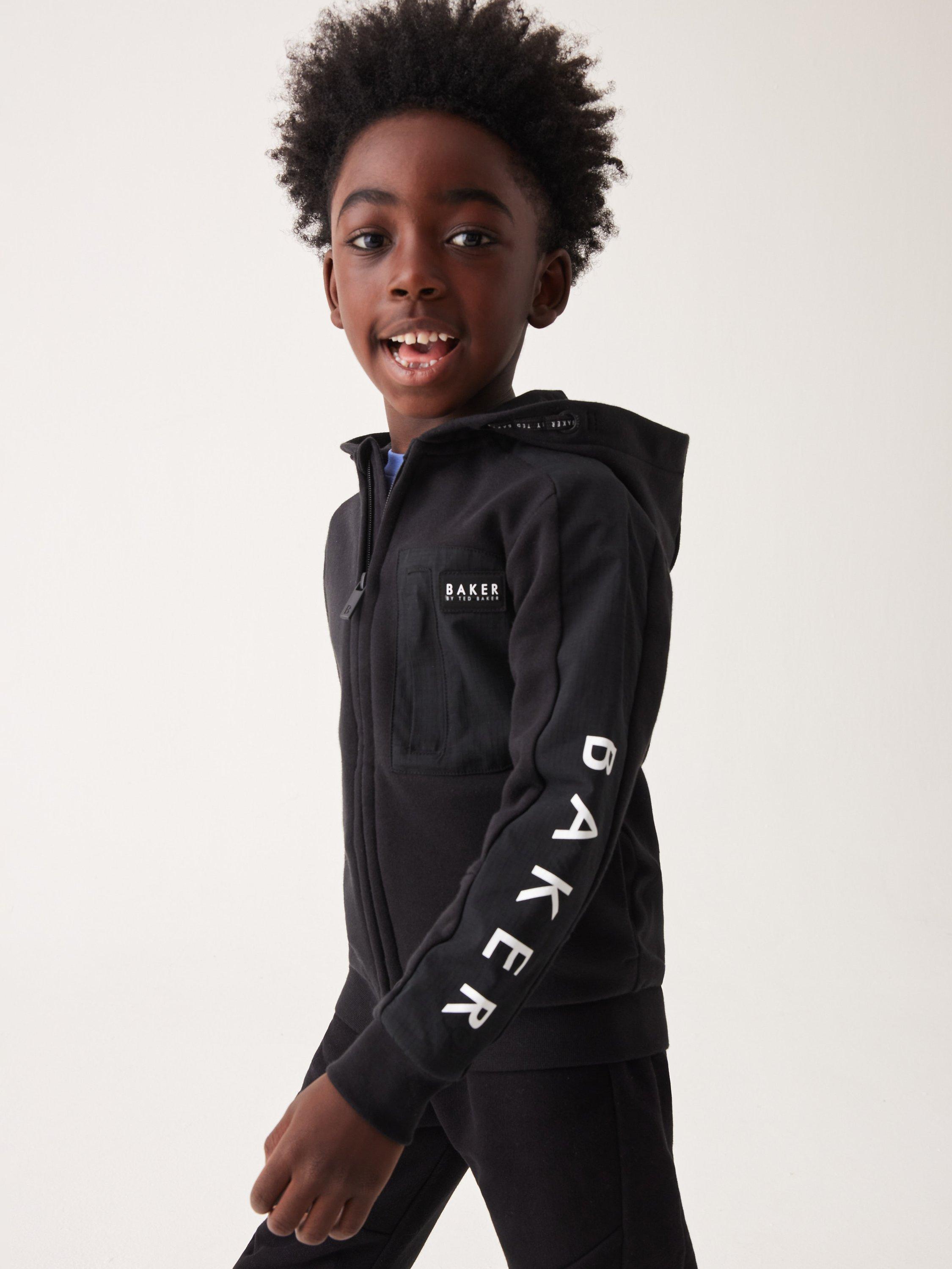 Ted Baker Kids T Panel Zip Up Hoodie Black