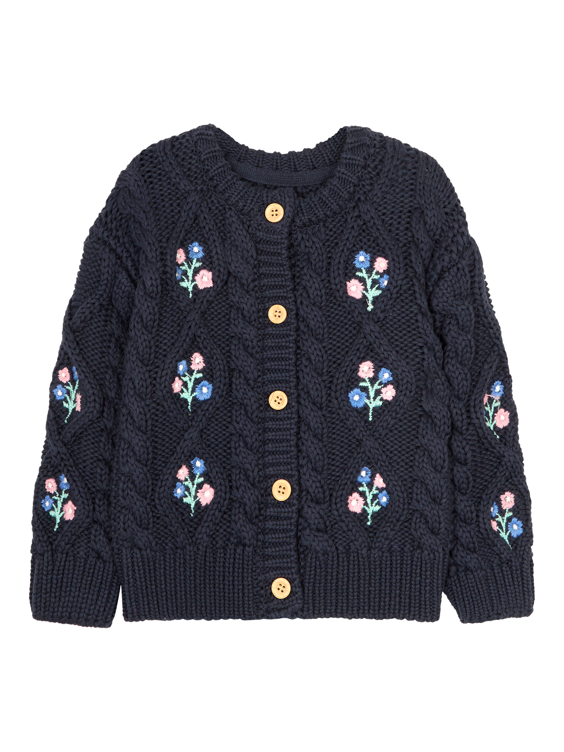JoJo Maman Bébé Baby Cosy Cable Cardigan, Navy