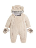 JoJo Maman Bébé Kids' Cosy Bear Pramsuit, Mocha