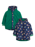 JoJo Maman Bébé Baby Reversible Waterproof Fleece Lined Jacket, Navy