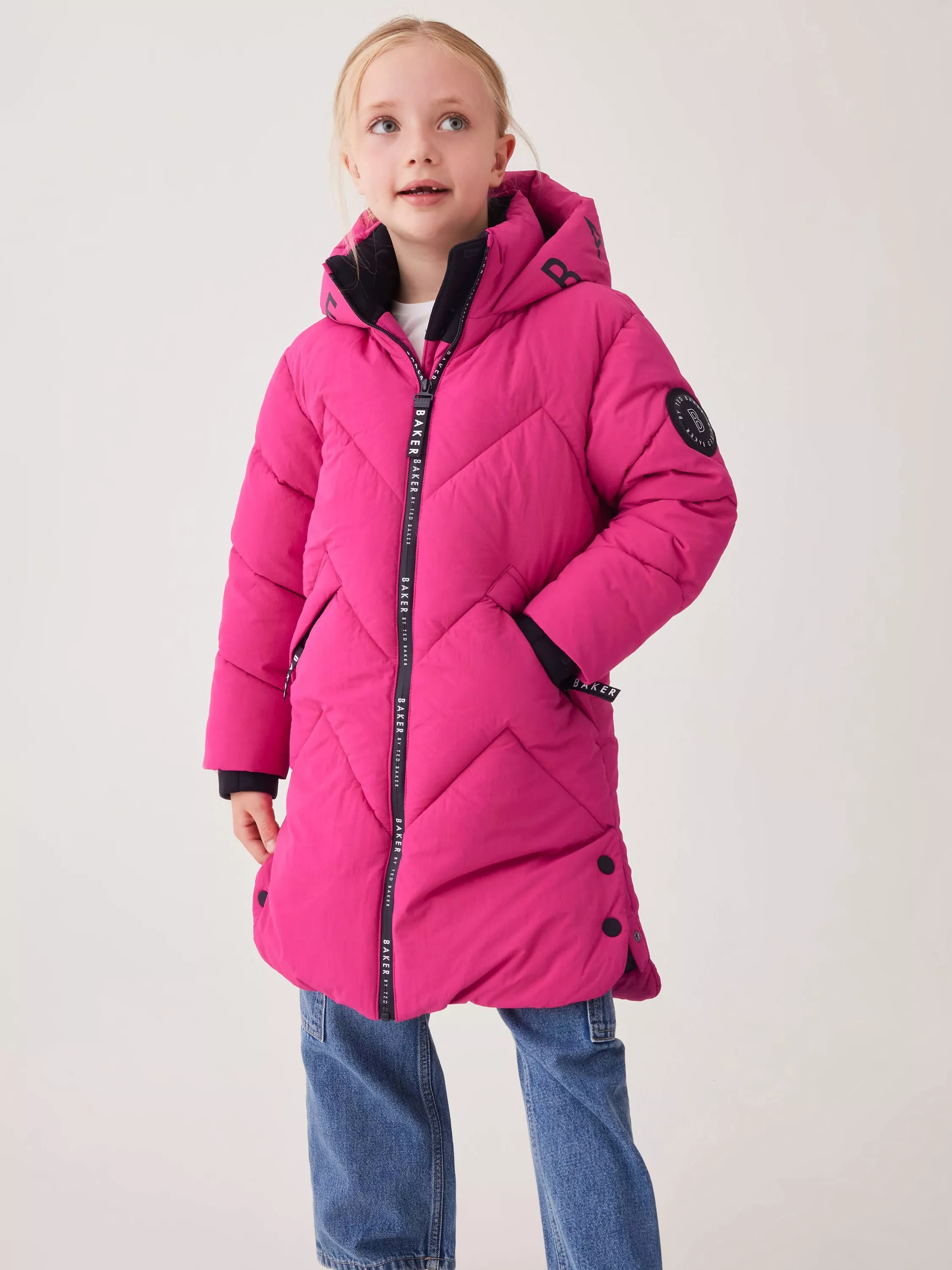 Ted Baker Kids Padded Longline Coat Pink