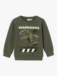 NAME IT Kids' Jurassic Park Dinosaur Sweatshirt, Tea Leaf