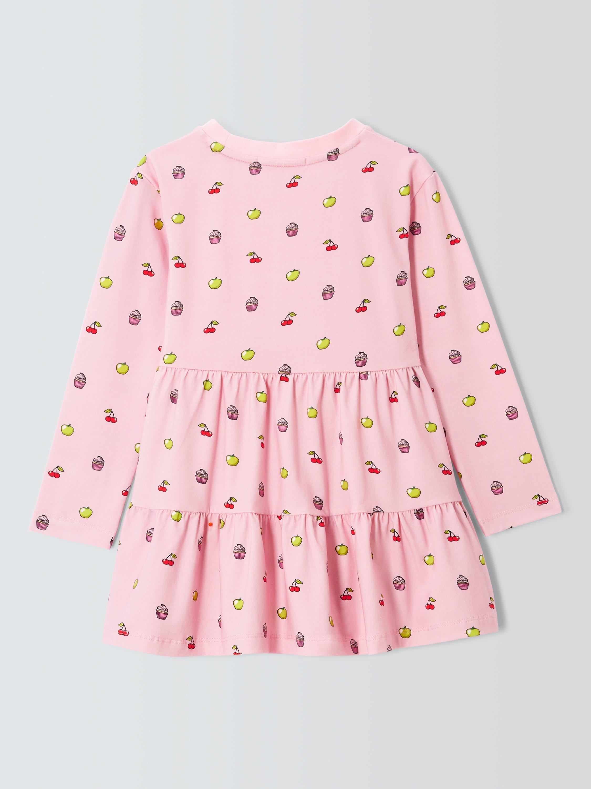 Product image 2 of 3, which shows Olivia Rubin Kids' Eden Cotton Long Sleeve Dress, Pink Fruit Machine, 6-7 years