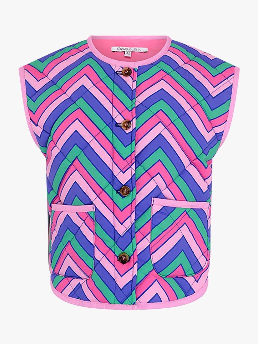 Product image 1 of 1, which shows Olivia Rubin Kids' Ivy Cotton Gilet, Mini Chevron, 10-11 years