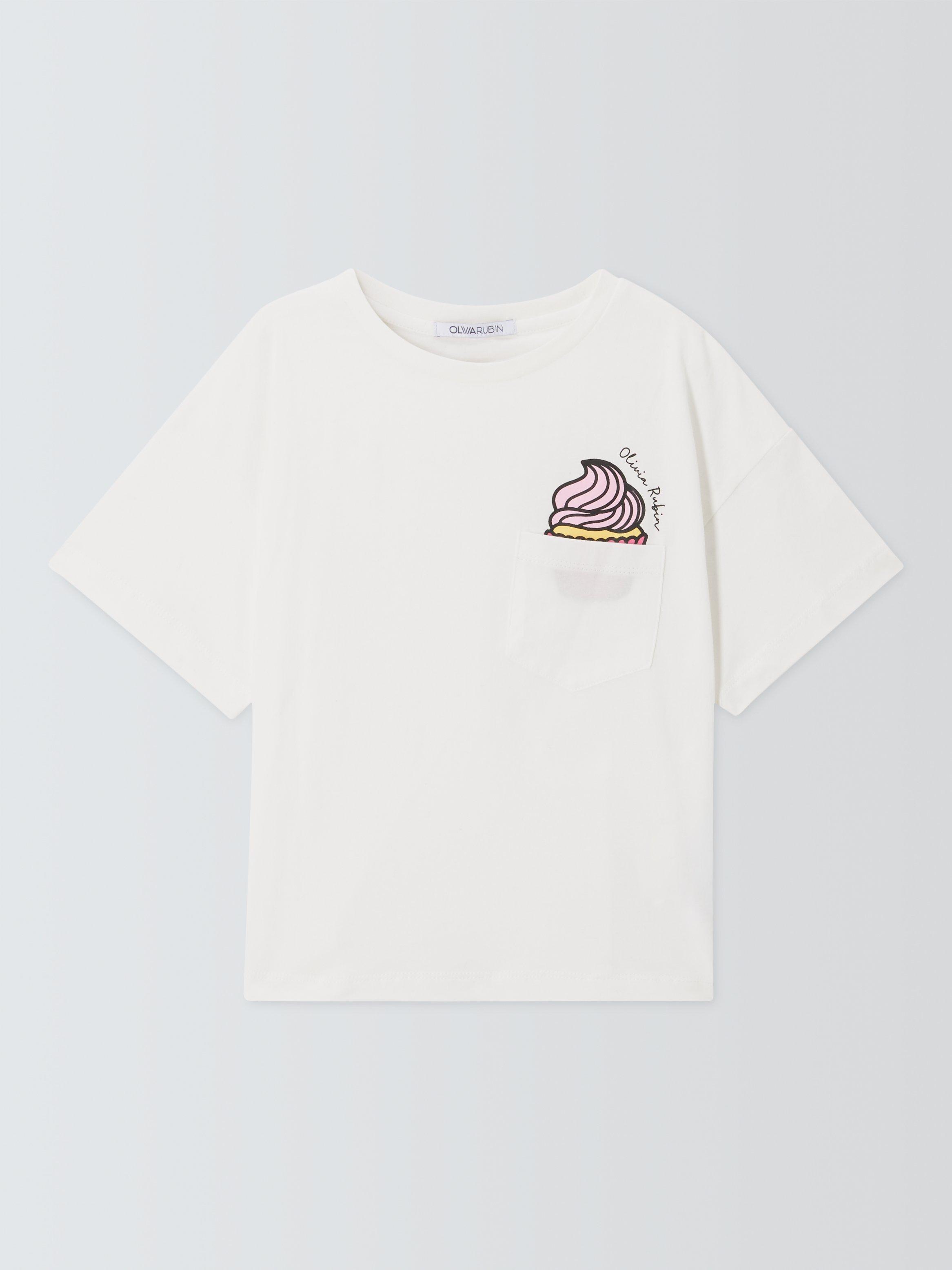 Olivia Rubin Kids' Mallory Cupcake Pocket Tee, White