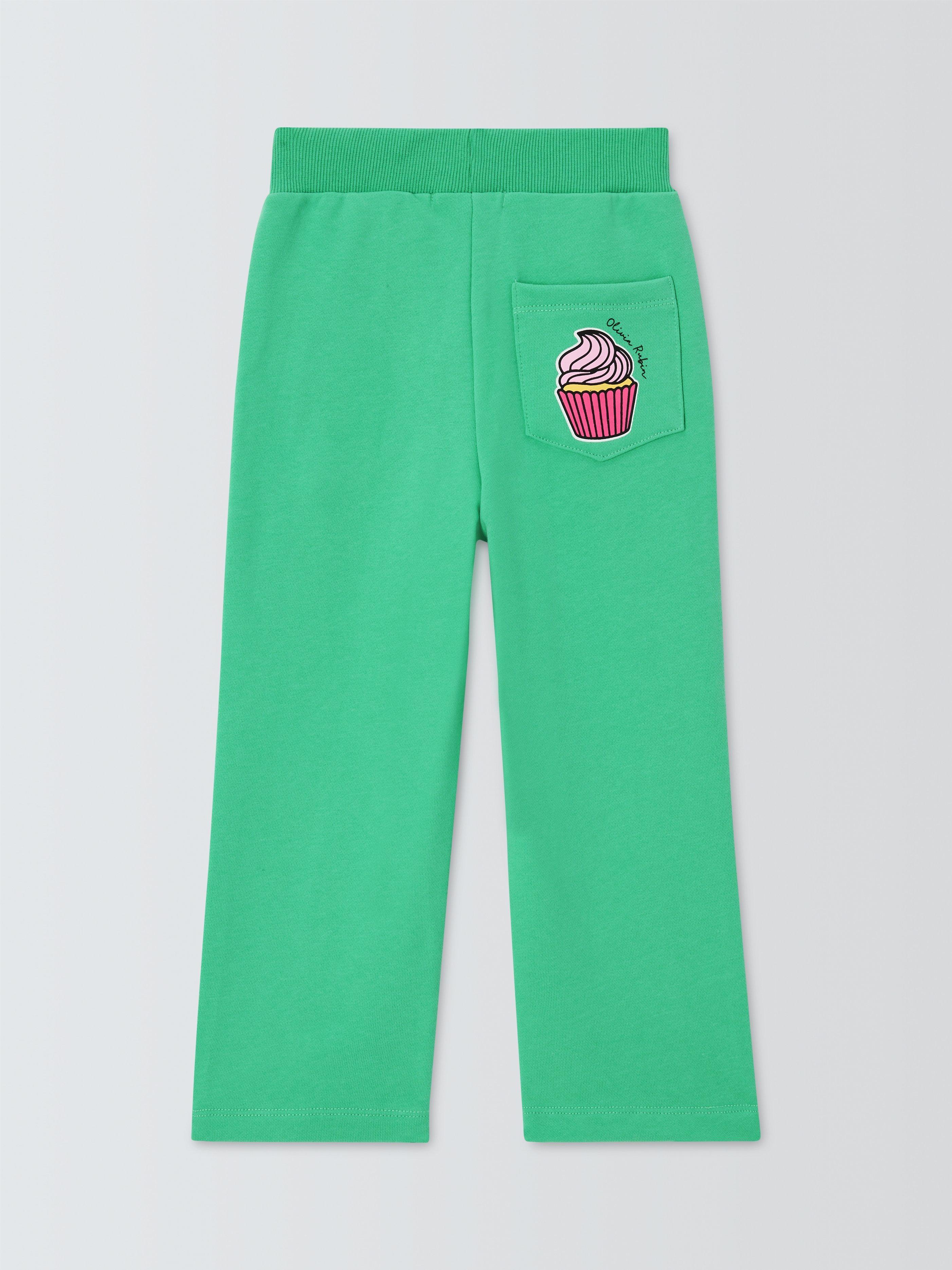Olivia Rubin Kids Maeve Cotton Straight Cut Trousers Green
