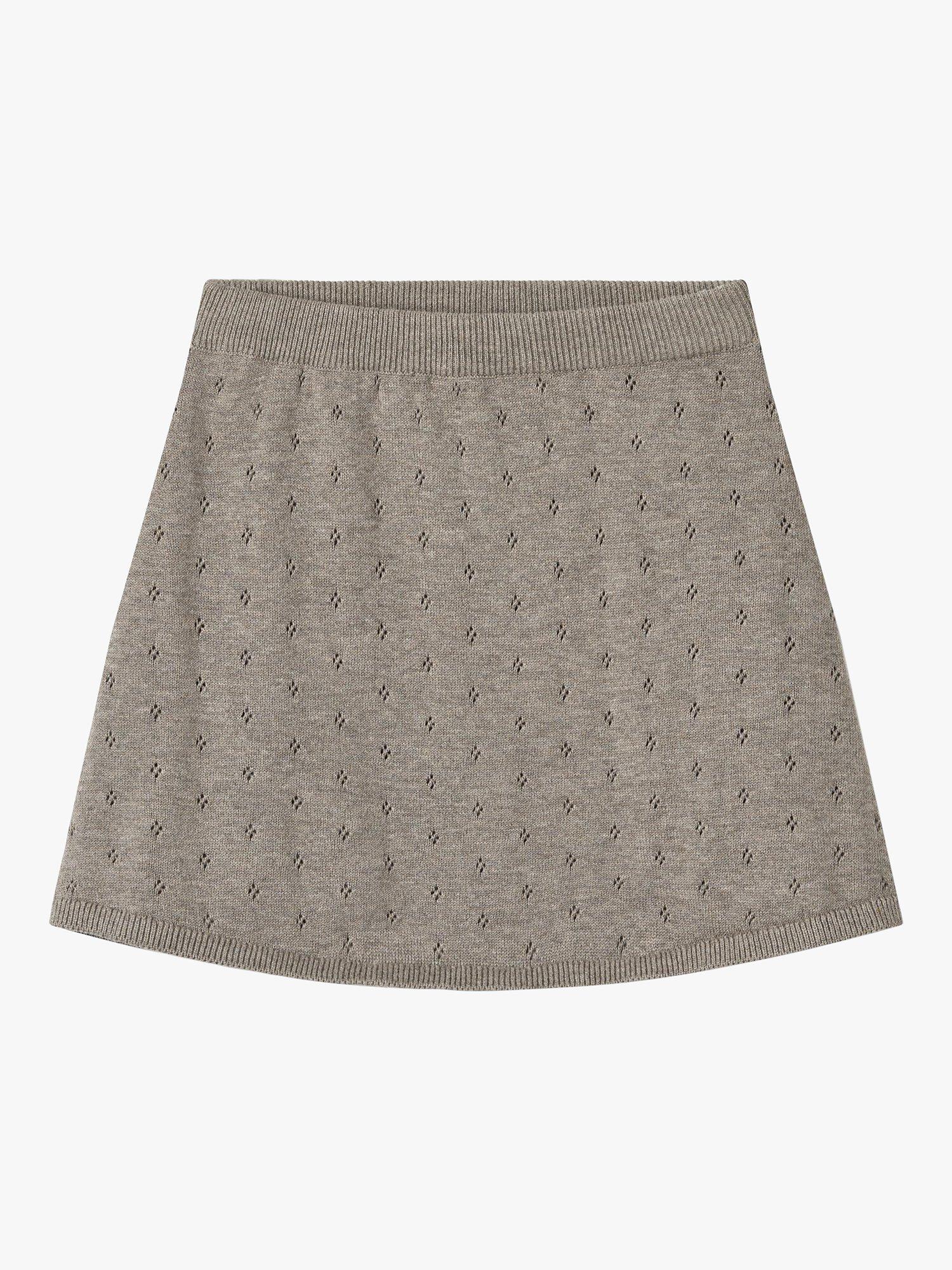 Product image 1 of 3, which shows WHEAT Kids' Marta Organic Cotton Textured Mini Skirt, Grey, 3 years