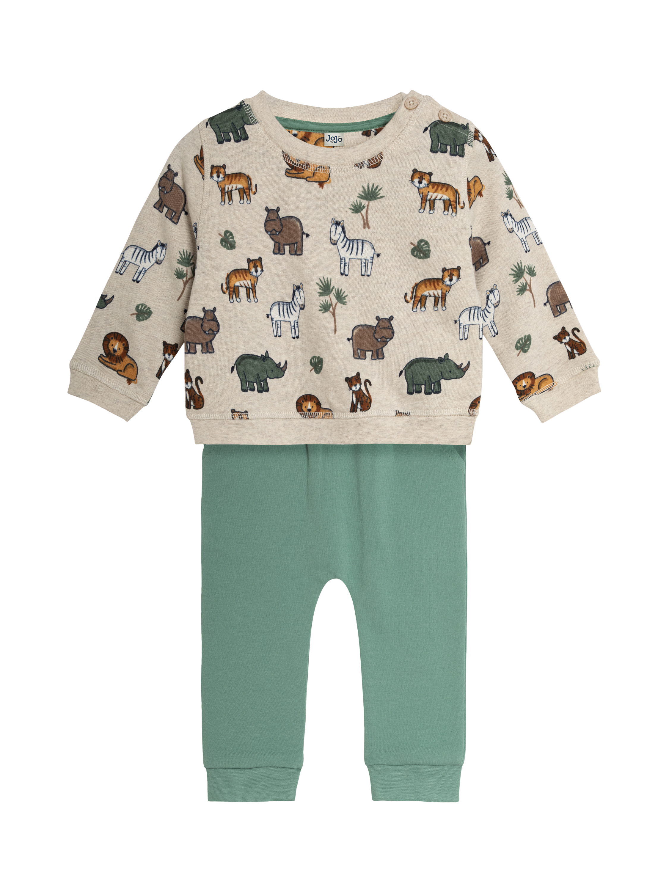 JoJo Maman Bébé Baby Safari Sweatshirt and Joggers, Natural