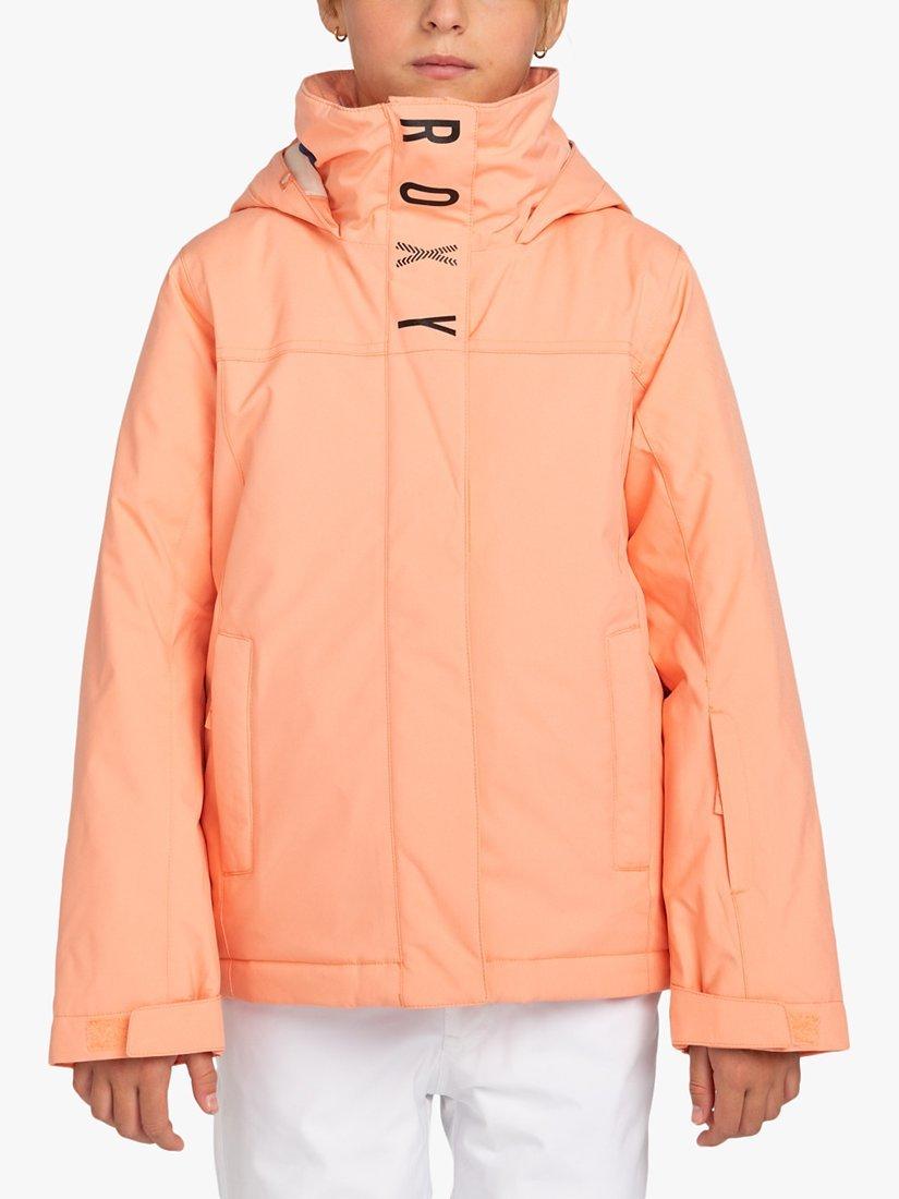 Product image 1 of 3, which shows Roxy Kids' Waterproof Regular Fit Snow Jacket, Coral, 8 years