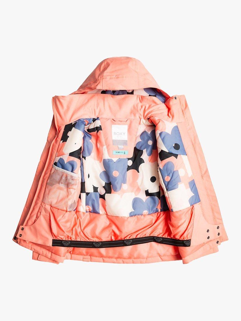 Product image 3 of 3, which shows Roxy Kids' Waterproof Regular Fit Snow Jacket, Coral, 8 years