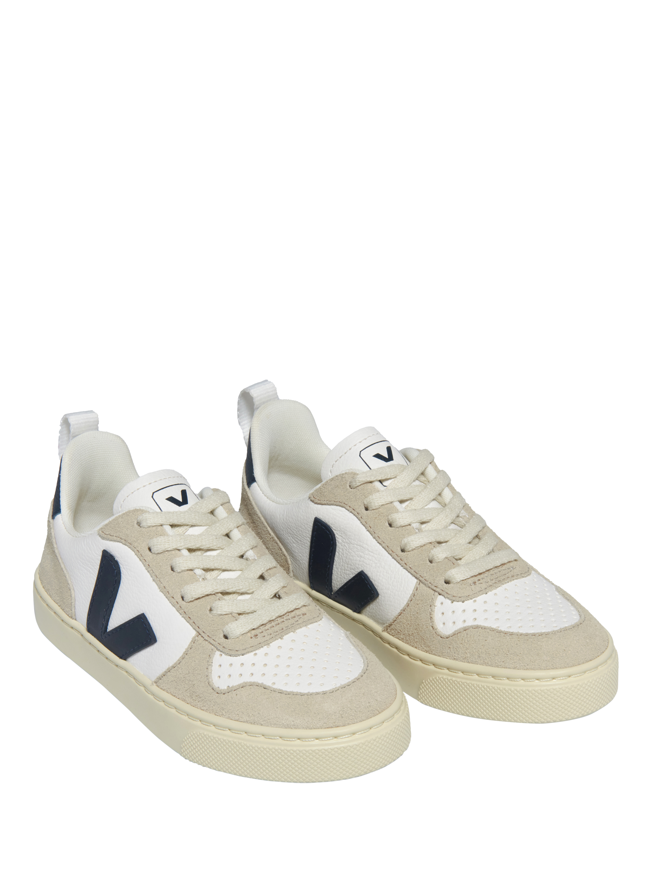 Product image 2 of 3, which shows VEJA Kids' V-10 Leather Trainers, White/Almond, EU28