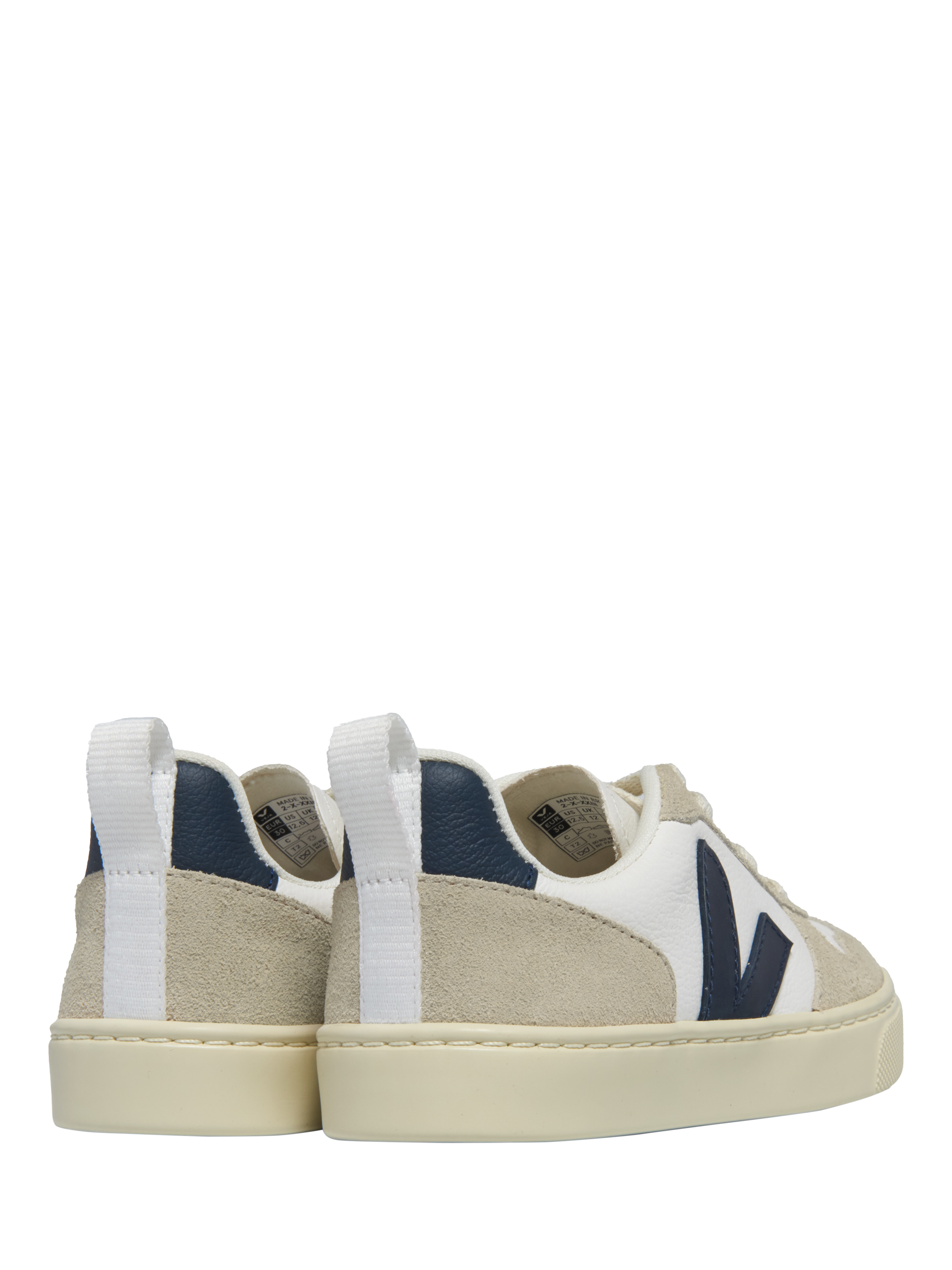 Product image 3 of 3, which shows VEJA Kids' V-10 Leather Trainers, White/Almond, EU28