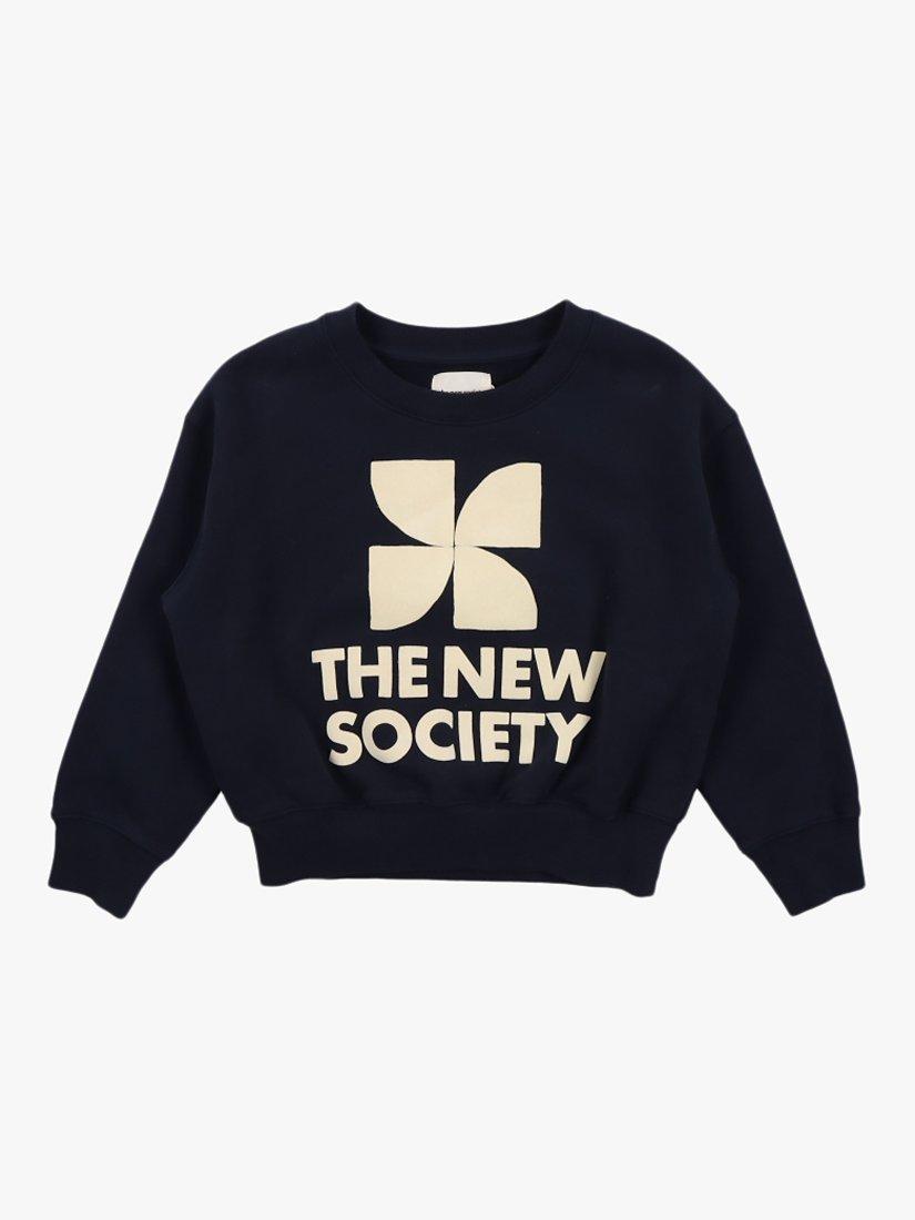 Product image 1 of 2, which shows The New Society Kids' Space Logo Jumper, Navy, 4 years