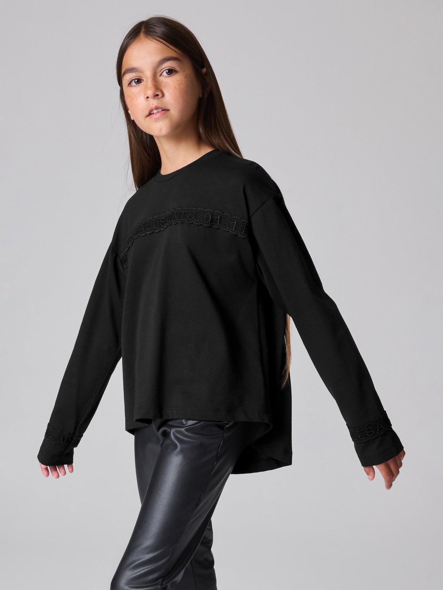 Product image 3 of 7, which shows smALLSAINTS ASG1 Logo Lace Tee, Black, 5-6 years