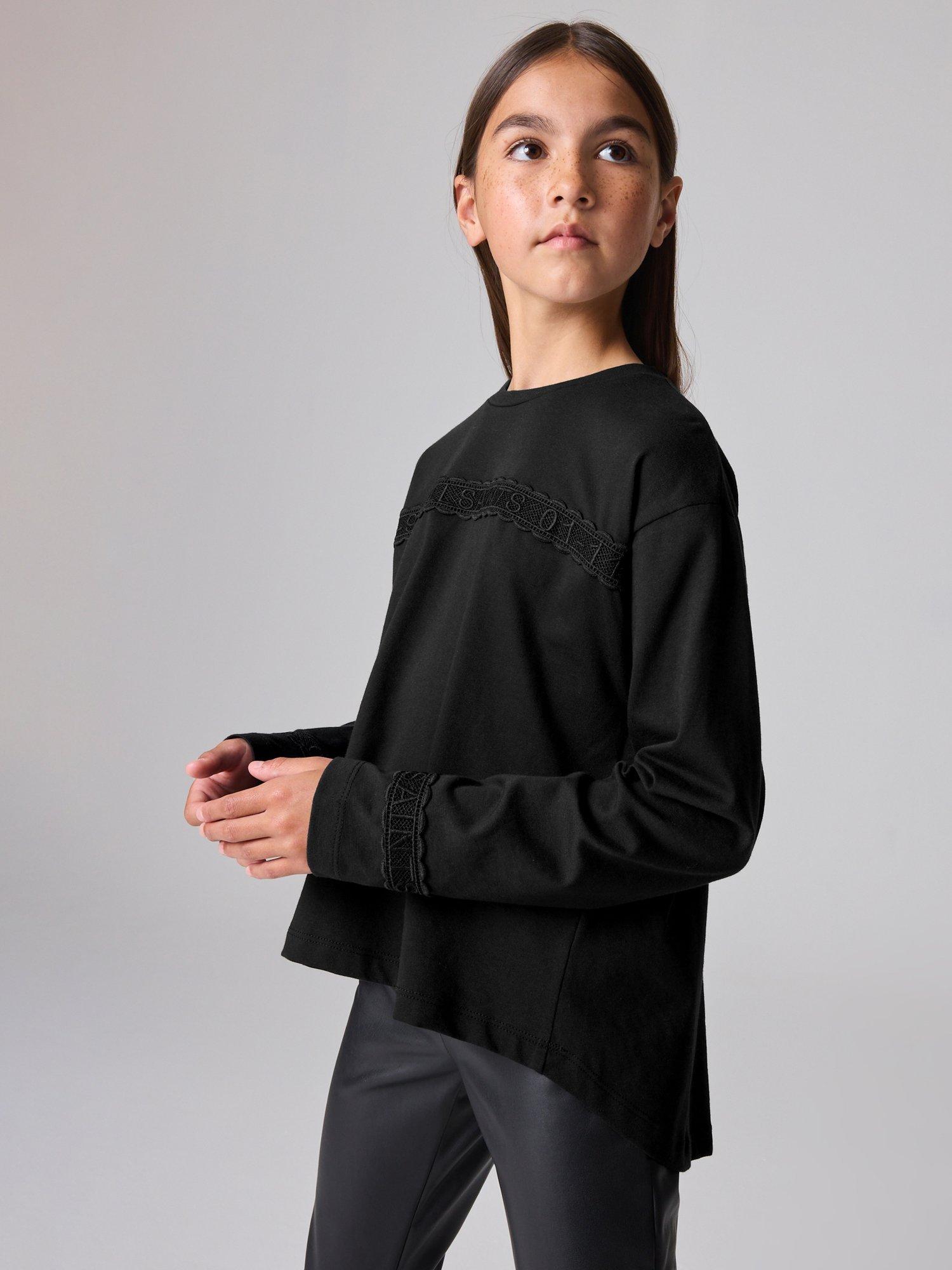 Product image 4 of 7, which shows smALLSAINTS ASG1 Logo Lace Tee, Black, 5-6 years