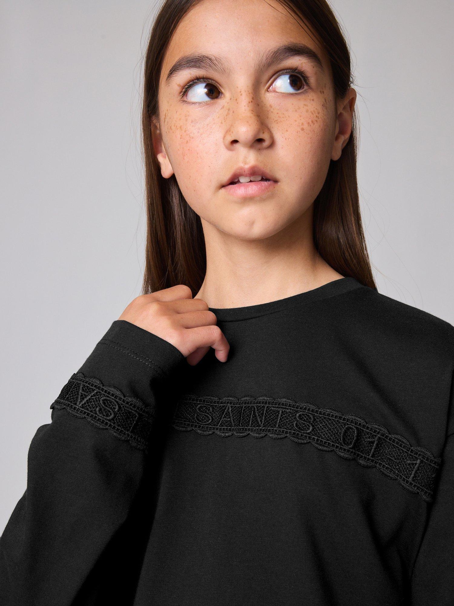 Product image 5 of 7, which shows smALLSAINTS ASG1 Logo Lace Tee, Black, 5-6 years