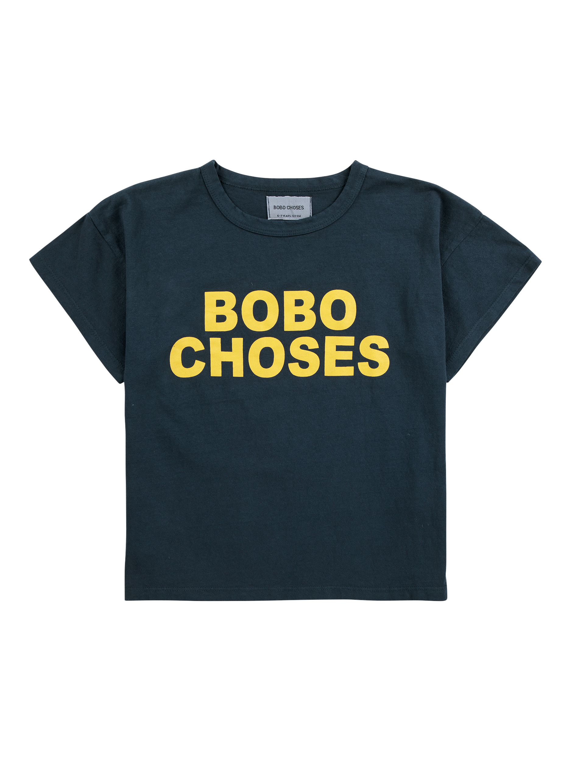 Product image 1 of 2, which shows Bobo Choses Kids' Logo T-Shirt, Dark Blue, 2-3 years
