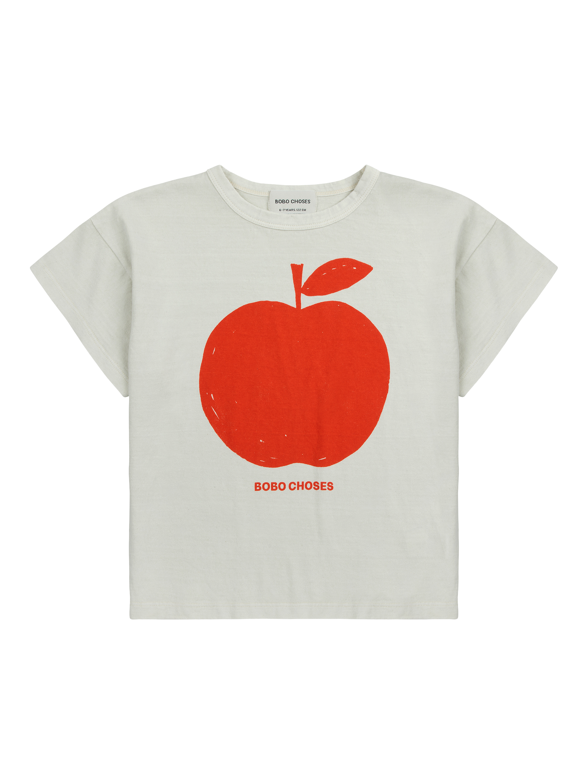 Product image 1 of 2, which shows Bobo Choses Kids' Apple T-Shirt, Off White, 2-3 years