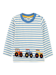 JoJo Maman Bébé Kids' Tractor Hem Cotton Top, Blue Denim