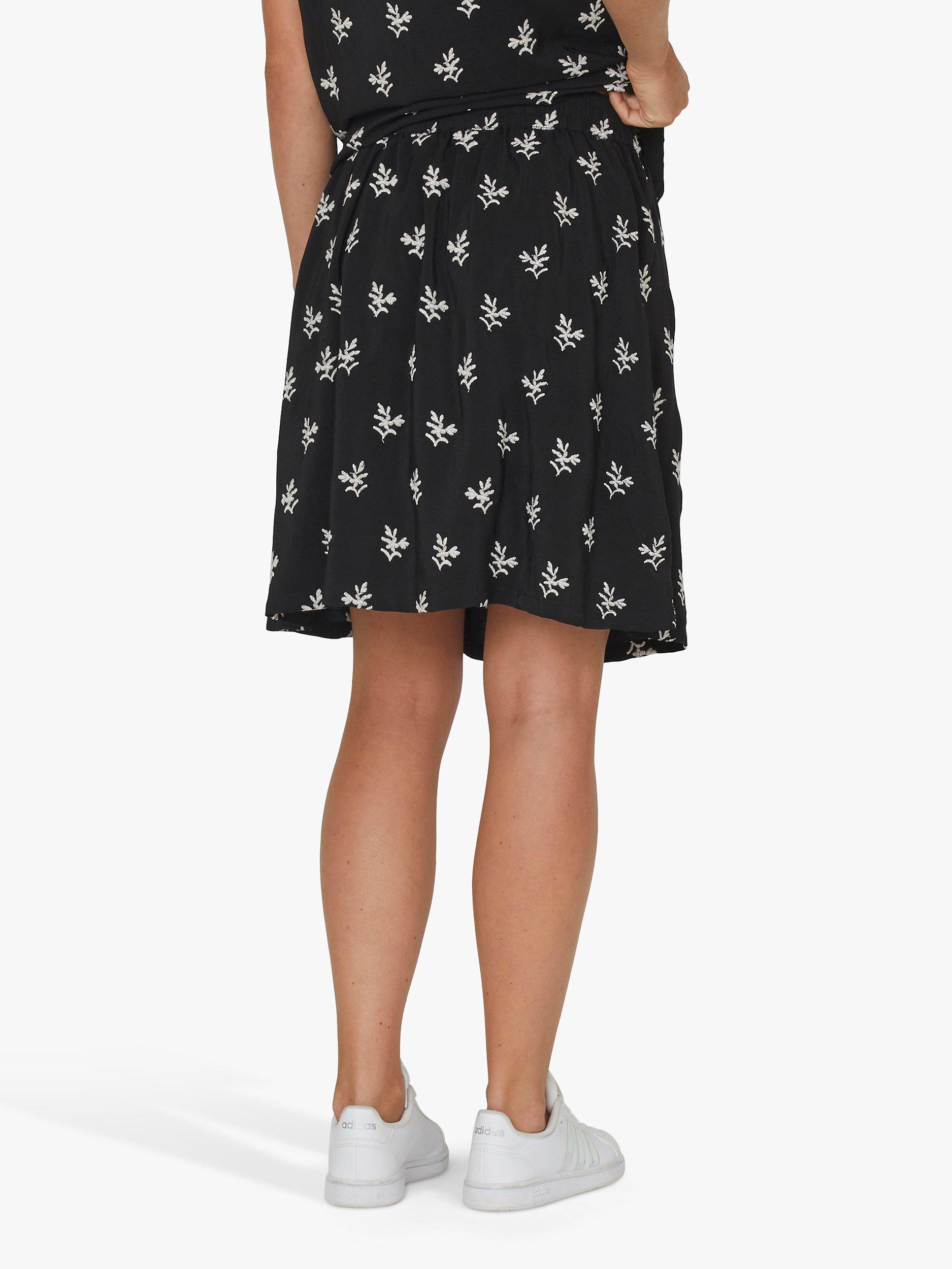 Product image 2 of 4, which shows Sisters Point Enita Floral Embroidered Skirt, Black/Cream, XS