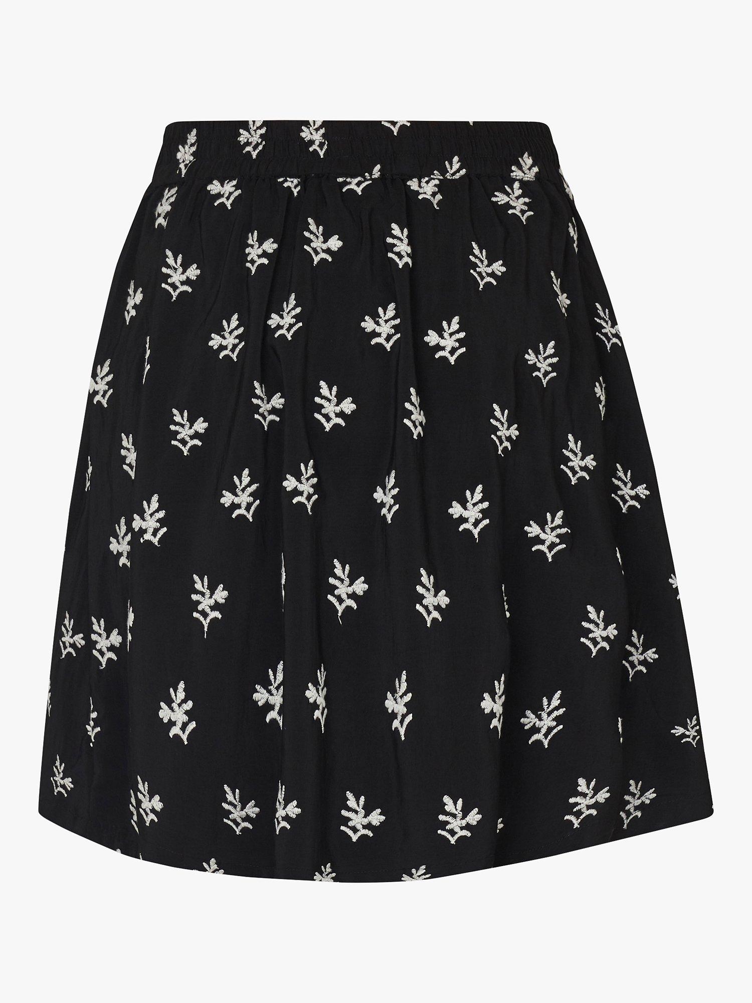 Product image 4 of 4, which shows Sisters Point Enita Floral Embroidered Skirt, Black/Cream, XS