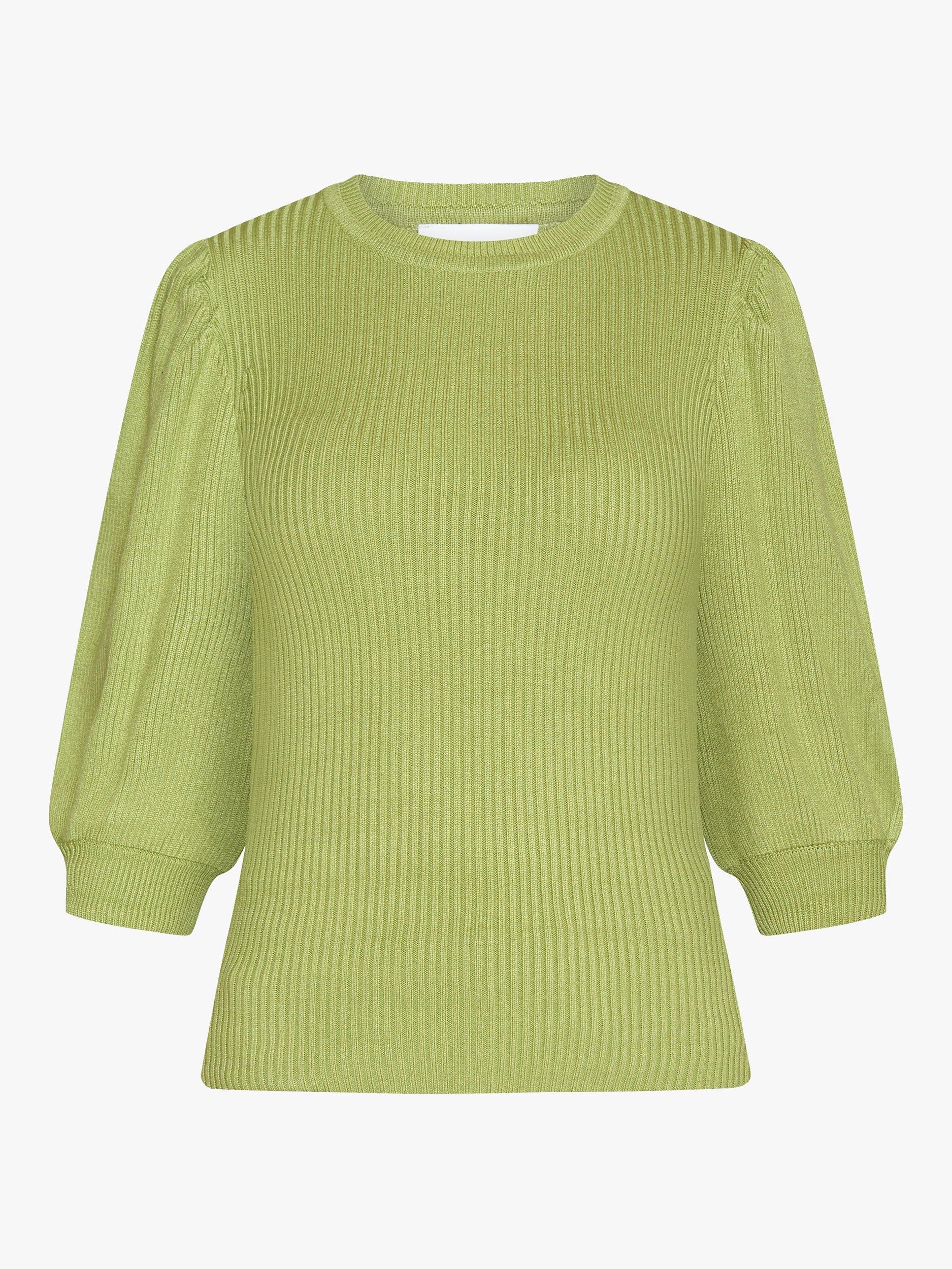 Sisters Point Halia Ribbed Puff Sleeve Top, Green Tea, XS