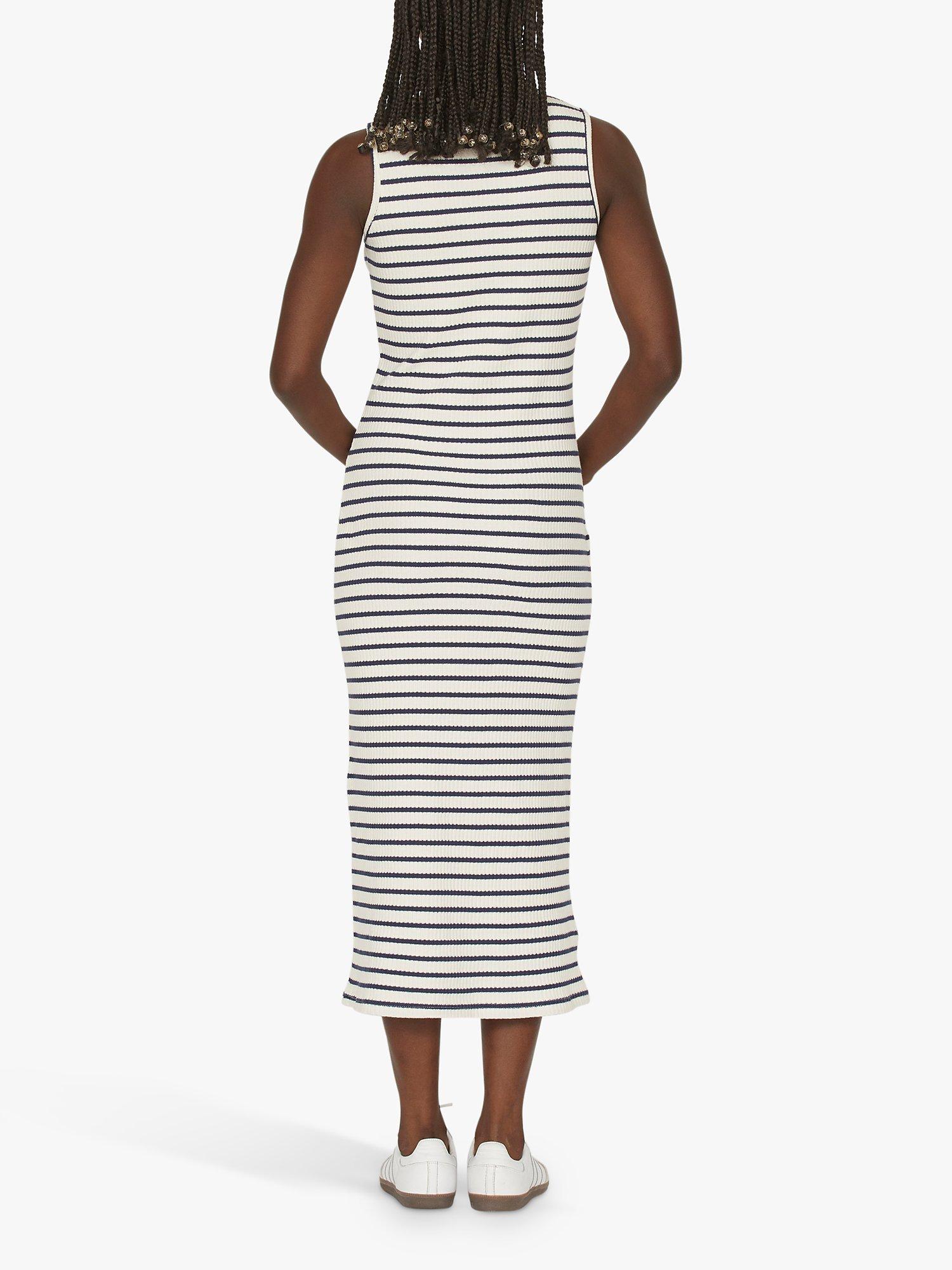 Product image 2 of 5, which shows Sisters Point Eike Stripe Sleeveless Maxi Dress, Cream/Midnight, XS