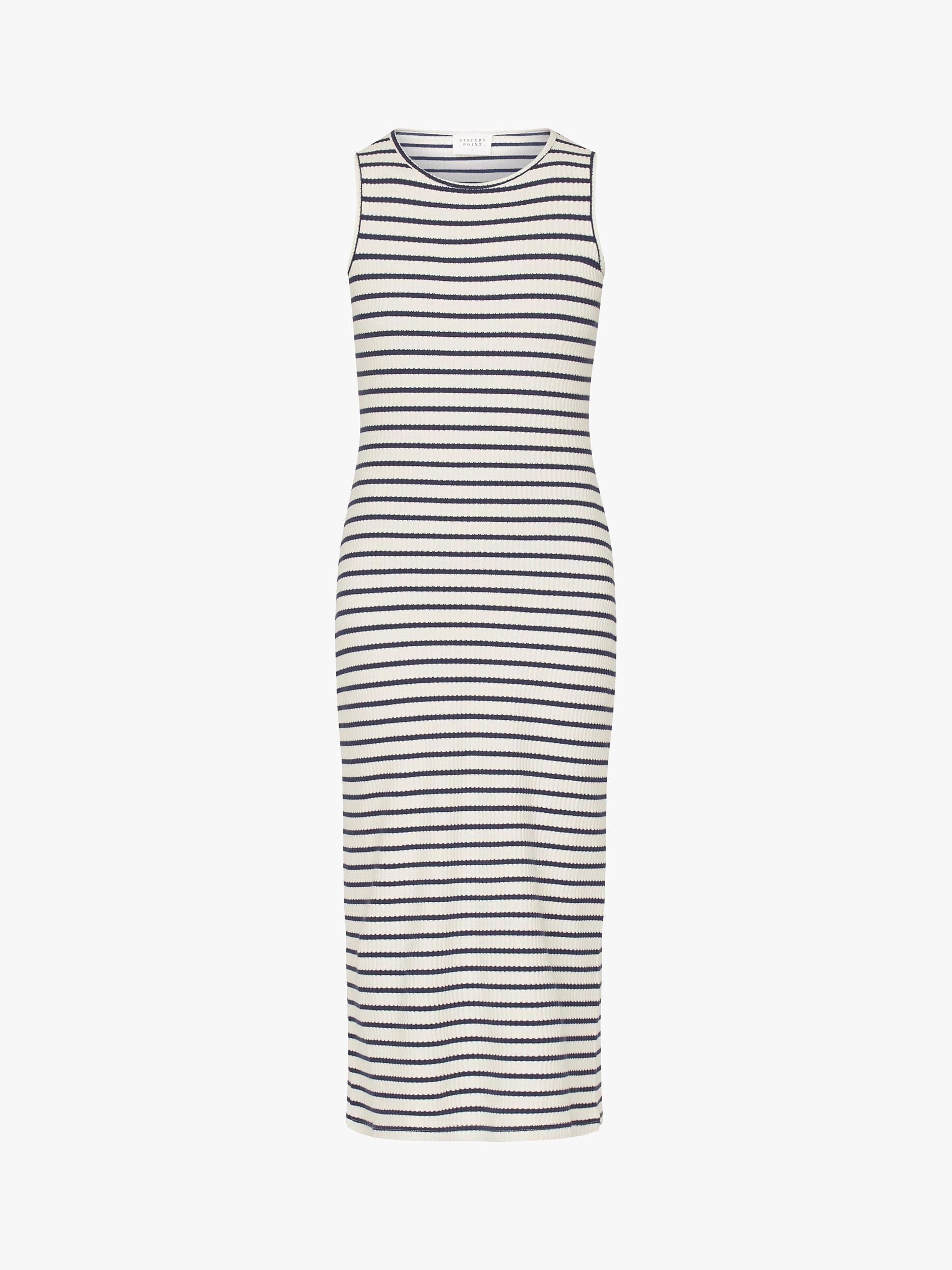 Product image 4 of 5, which shows Sisters Point Eike Stripe Sleeveless Maxi Dress, Cream/Midnight, XS